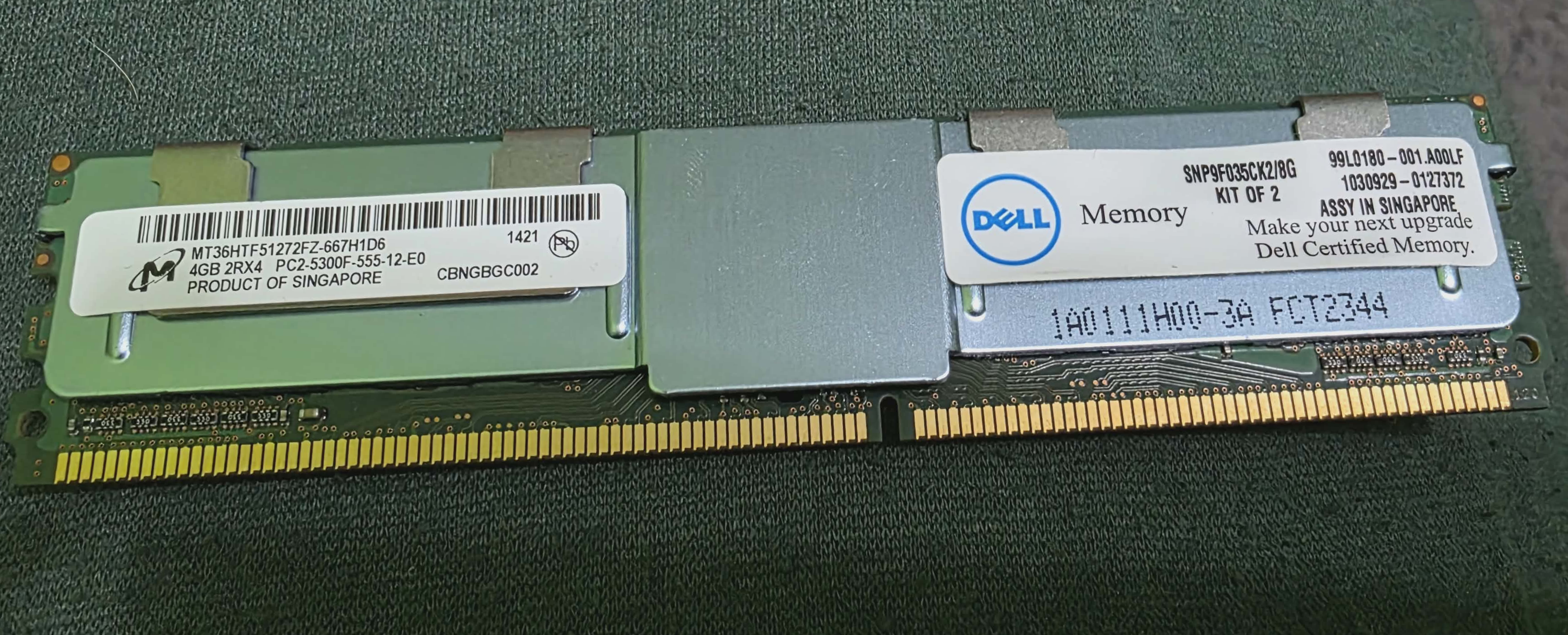 Pamięć ram Dell / Micron 4GB DDR2-667 PC2-5300F Registered ECC RDIMM 2Rx4